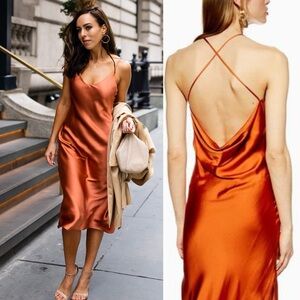 Topshop Cowl back Satin Slipdress